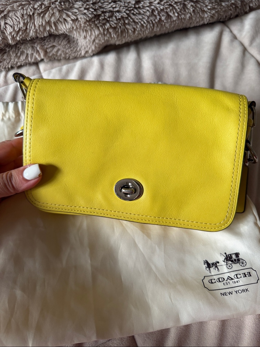 Coach Yellow Leather Turn-Lock Crossbody